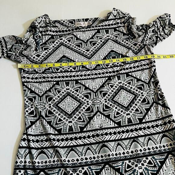 Eliza J Chevron Print Short Sleeve Dress Size 14 Multicolor - Picture 6 of 8